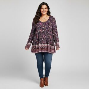 Elegant Floral Women's Tunic Top